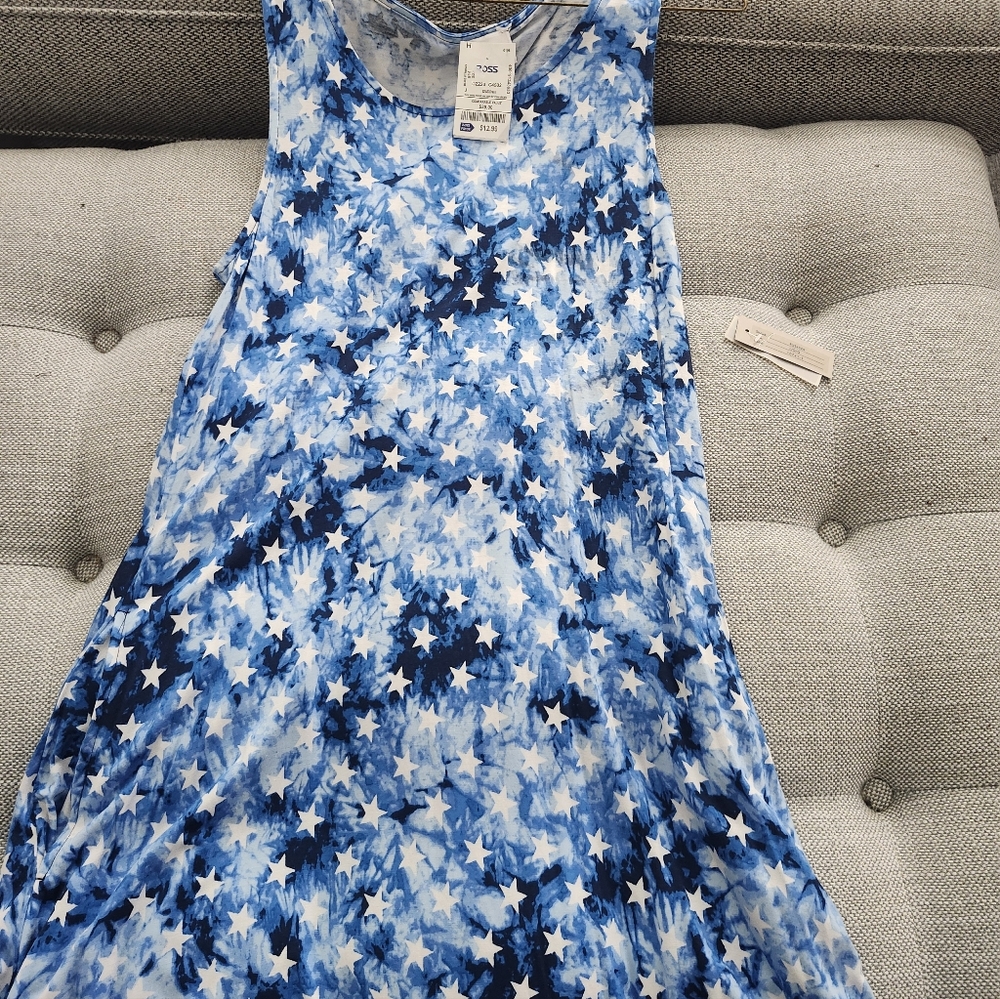 Blue Star Pattern Sleeveless Dress